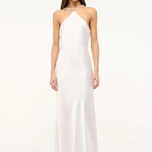 STAUD Cadence Dress in White Pearl